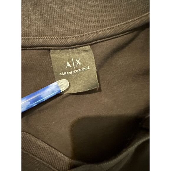 AX Armani Exchange Polo Top for Men V Neck Short Sleeves Collared Sz L Black - Picture 7 of 9